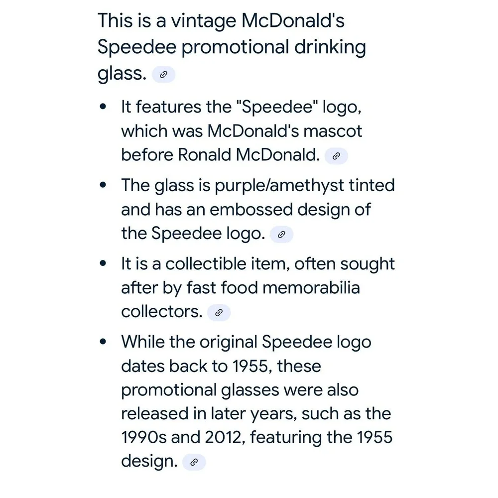 McDonald's Retro 1955 Speedy Hamburger Coke Purple‎ Glass